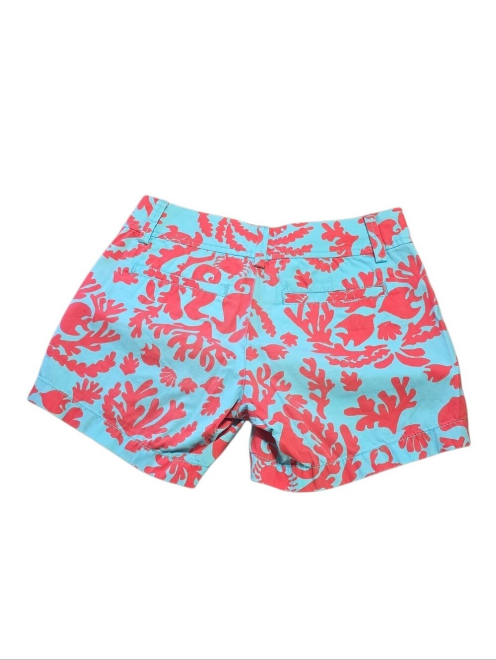 Lilly Pulitzer  Callahan Shorts In "Don't Be Shellfish" Turquoise & Coral/Red 00 - Picture 3 of 13